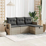 vidaXL 4-delige Loungeset met kussens poly rattan zwart