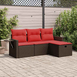 vidaXL 4-delige Loungeset met kussens poly rattan zwart