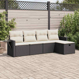 vidaXL 5-Piece Lounge Set with Cushions Poly Rattan Black