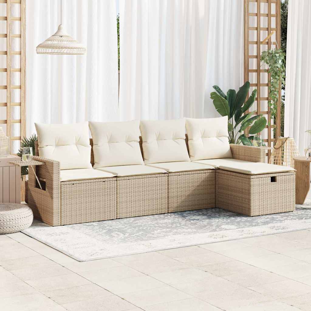 vidaXL 5-Piece Lounge Set with Cushions Poly Rattan Black