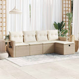 vidaXL 5-Piece Lounge Set with Cushions Poly Rattan Black