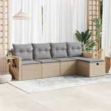 vidaXL 5-Piece Lounge Set with Cushions Poly Rattan Black