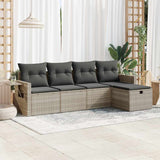vidaXL 5-Piece Lounge Set with Cushions Poly Rattan Black