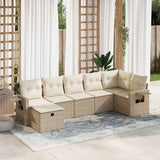 vidaXL 7-delige Loungeset met kussens poly rattan zwart