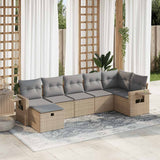 vidaXL 7-delige Loungeset met kussens poly rattan zwart