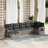 vidaXL 7-delige Loungeset met kussens poly rattan zwart
