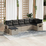 vidaXL 7-delige Loungeset met kussens poly rattan zwart