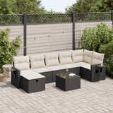 vidaXL 7-delige Loungeset met kussens poly rattan zwart