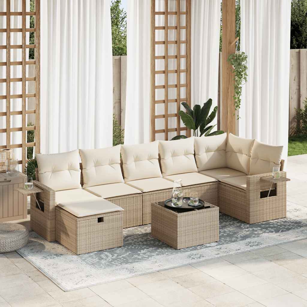 vidaXL 7-delige Loungeset met kussens poly rattan zwart