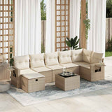 vidaXL 7-delige Loungeset met kussens poly rattan zwart