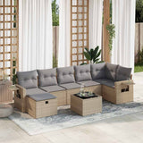vidaXL 7-delige Loungeset met kussens poly rattan zwart