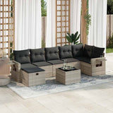 vidaXL 7-delige Loungeset met kussens poly rattan zwart