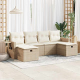 vidaXL 6-delige Loungeset met kussens poly rattan zwart