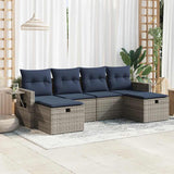 vidaXL 6-delige Loungeset met kussens poly rattan zwart