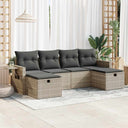 vidaXL 6-delige Loungeset met kussens poly rattan zwart