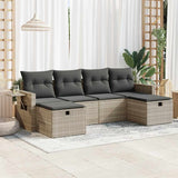 vidaXL 6-delige Loungeset met kussens poly rattan zwart
