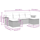 vidaXL 6-delige Loungeset met kussens poly rattan zwart