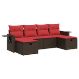 vidaXL 6-delige Loungeset met kussens poly rattan zwart