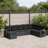 vidaXL 8-Piece Poly Rattan Lounge Set with Cushions Black