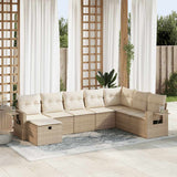 vidaXL 8-Piece Poly Rattan Lounge Set with Cushions Black