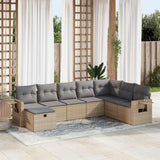 vidaXL 8-Piece Poly Rattan Lounge Set with Cushions Black