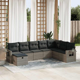 vidaXL 8-Piece Poly Rattan Lounge Set with Cushions Black