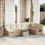 vidaXL 8-Piece Poly Rattan Lounge Set with Cushions Black