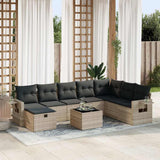 vidaXL 8-Piece Poly Rattan Lounge Set with Cushions Black