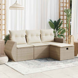 vidaXL 4-delige Loungeset met kussens poly rattan zwart