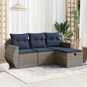 vidaXL 4-delige Loungeset met kussens poly rattan zwart