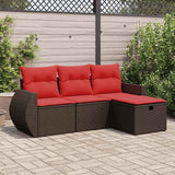 vidaXL 4-delige Loungeset met kussens poly rattan zwart