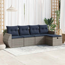 vidaXL 5-piece Lounge Set with Cushions Poly Rattan Black