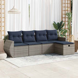 vidaXL 5-piece Lounge Set with Cushions Poly Rattan Black