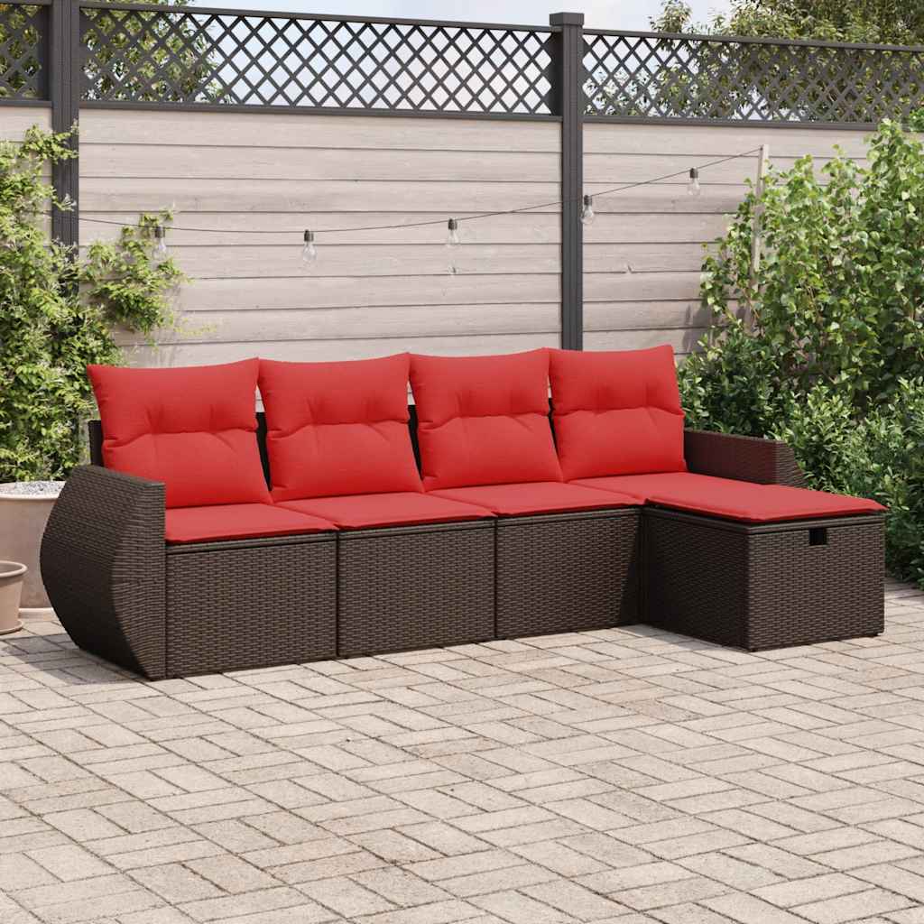 vidaXL 5-piece Lounge Set with Cushions Poly Rattan Black