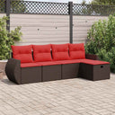 vidaXL 5-piece Lounge Set with Cushions Poly Rattan Black
