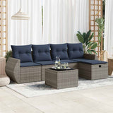 vidaXL 5-piece Lounge Set with Cushions Poly Rattan Black