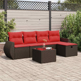 vidaXL 5-piece Lounge Set with Cushions Poly Rattan Black