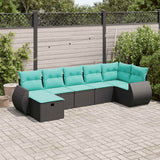 vidaXL 7-delige Loungeset met kussens poly rattan grijs