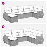 vidaXL 7-delige Loungeset met kussens poly rattan grijs