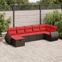 vidaXL 7-delige Loungeset met kussens poly rattan grijs