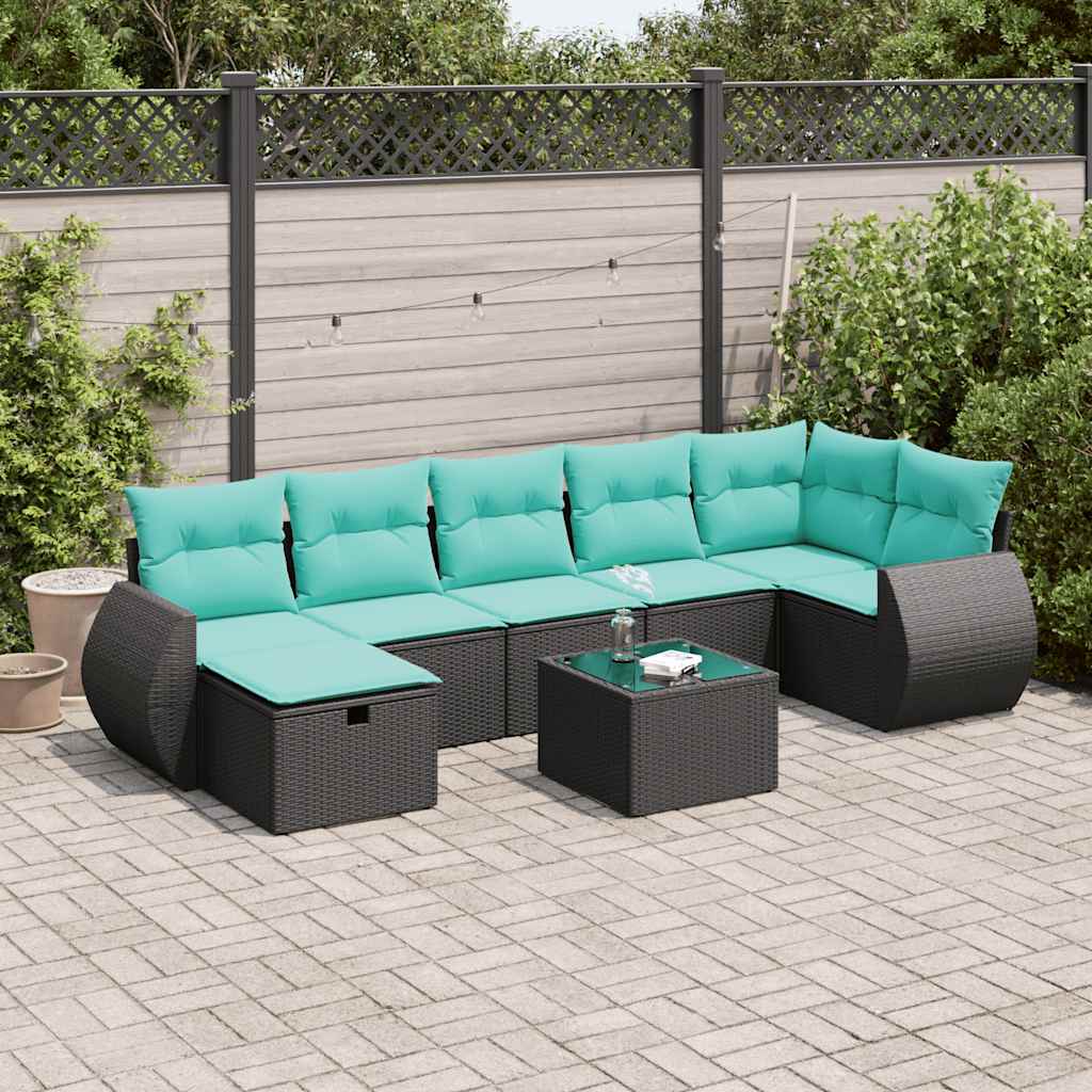 vidaXL 7-delige Loungeset met kussens poly rattan grijs