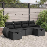 vidaXL 6-delige Loungeset met kussens poly rattan zwart