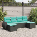 vidaXL 6-delige Loungeset met kussens poly rattan zwart
