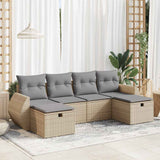 vidaXL 6-delige Loungeset met kussens poly rattan zwart