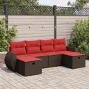 vidaXL 6-delige Loungeset met kussens poly rattan zwart