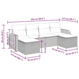 vidaXL 6-delige Loungeset met kussens poly rattan zwart