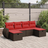 vidaXL 6-delige Loungeset met kussens poly rattan zwart
