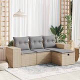 vidaXL 4-delige Loungeset met kussens poly rattan zwart