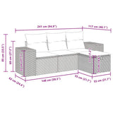 vidaXL 4-delige Loungeset met kussens poly rattan zwart