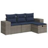 vidaXL 4-delige Loungeset met kussens poly rattan zwart